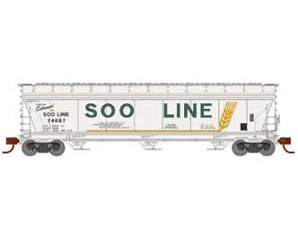 Athearn 12950 N Scale ACF 4600 3 Bay Covered Hopper SOO Line 74057 3 Athearn 12950 N Scale ACF 4600 3 Bay Covered Hopper SOO Line 74057