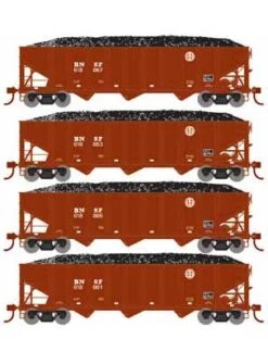 Athearn 15157 HO Scale 40' 3 Bay Ribbed Hopper With Load BNSF 4 Pack #1