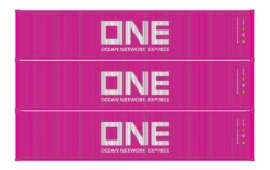 Athearn 16387 HO Scale 40' Low Cube Container Ocean Network Express ONE TLLU 3 Pack #1