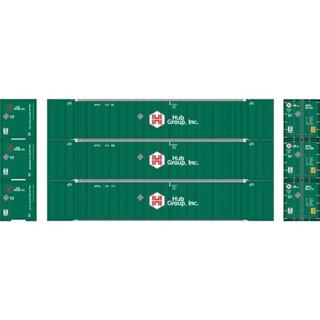 Athearn 17309 N Scale 53' Stoughton Intermodal Container HUB Group UPHU 3 Pack #2 4 Athearn 17309 N Scale 53' Stoughton Intermodal Container HUB Group UPHU 3 Pack #2 - Image 2