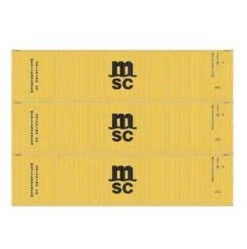 Athearn 17442 N Scale 40' High Cube Container Mediterranean Shipping MSC 3 Pack #1