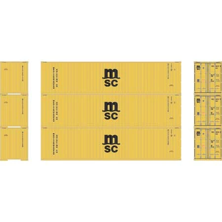 Athearn 17442 N Scale 40' High Cube Container Mediterranean Shipping MSC 3 Pack #1 4 Athearn 17442 N Scale 40' High Cube Container Mediterranean Shipping MSC 3 Pack #1 - Image 2