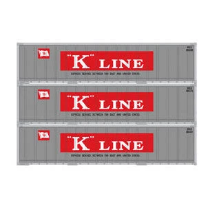 Athearn 17702 N Scale 40' Smooth Side Container K-Line 3 Pack 3 Athearn 17702 N Scale 40' Smooth Side Container K-Line 3 Pack