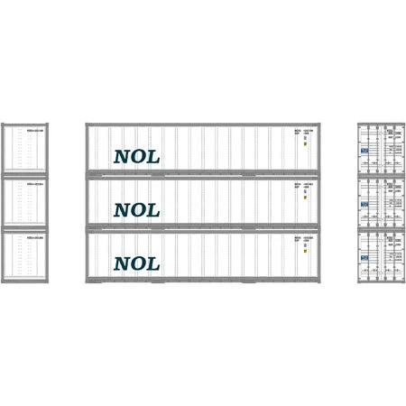 Athearn 17704 N Scale 40' Smooth Side Container NOL 3 Pack 4 Athearn 17704 N Scale 40' Smooth Side Container NOL 3 Pack - Image 2