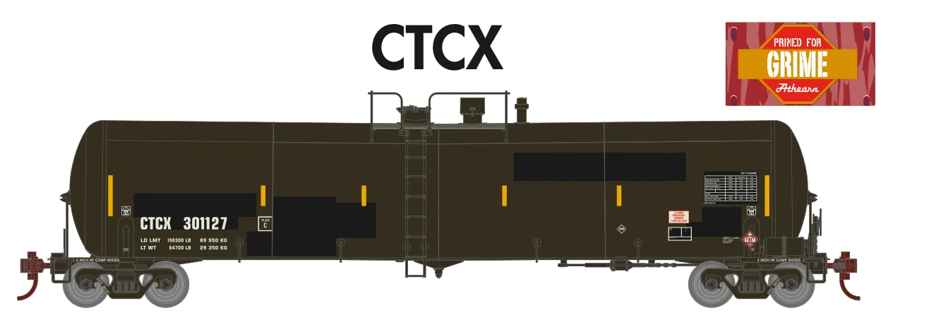 Athearn 18037 N Scale 30,000 Gallon Ethanol Tank Car CTCX 3 Pack #1 (Primed For Grime) 3 Athearn 18037 N Scale 30,000 Gallon Ethanol Tank Car CTCX 3 Pack #1 (Primed For Grime)