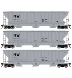 Athearn 18792 HO Scale PS 4740 Covered Hopper Norfolk Western NW 3 Pack