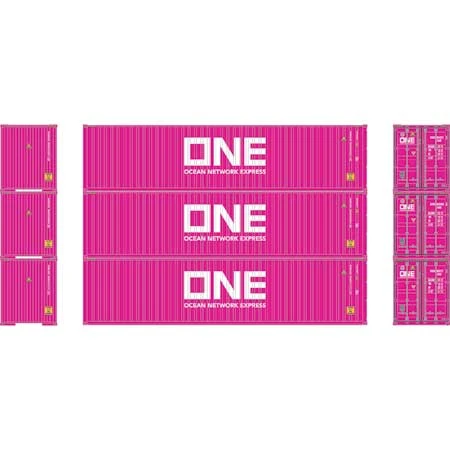 Athearn 27038 HO Scale 40' High Cube Container Ocean Network Express ONE 3 Pack 4 Athearn 27038 HO Scale 40' High Cube Container Ocean Network Express ONE 3 Pack - Image 2