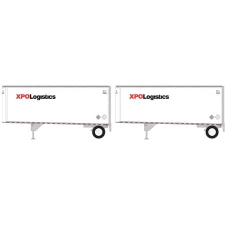 Athearn 29041 HO Scale 28' Trailers With Dolly XPO 3 Athearn 29041 HO Scale 28' Trailers With Dolly XPO