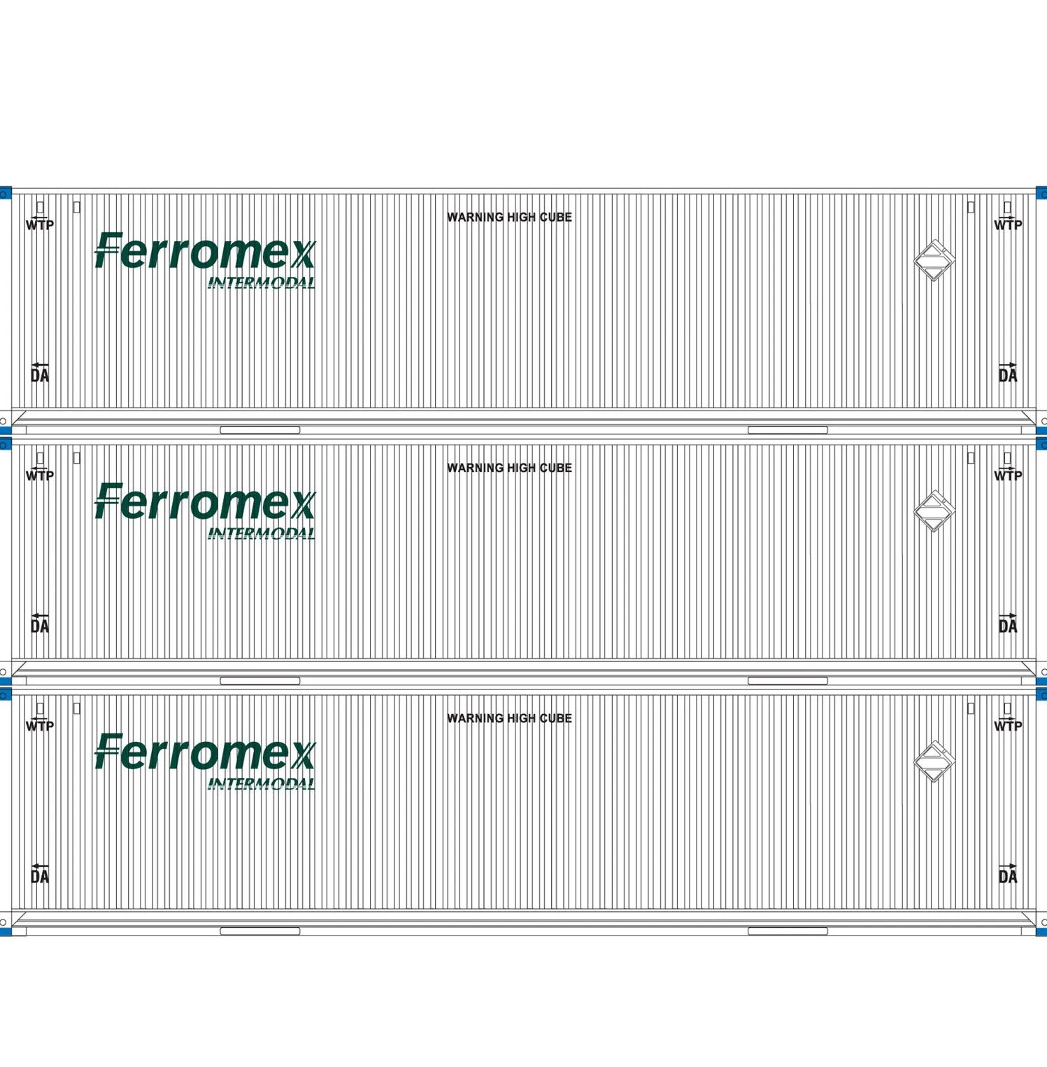 Athearn 29365 HO Scale 53' Jindo Intermodal Container Ferromex FXEU 3-Pack #1 3 Athearn 29365 HO Scale 53' Jindo Intermodal Container Ferromex FXEU 3-Pack #1