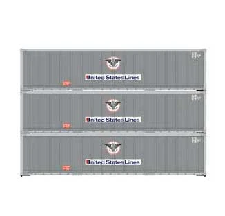 Athearn 63389 HO Scale 40' Smoooth Side Container United States Line USLU 3 Pack #1 3 Athearn 63389 HO Scale 40' Smoooth Side Container United States Line USLU 3 Pack #1