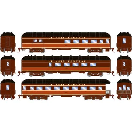 Athearn 73039 HO Scale Arch Roof Passenger 3 Car Set Illinois Central IC 4 Athearn 73039 HO Scale Arch Roof Passenger 3 Car Set Illinois Central IC - Image 2