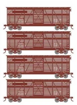 Athearn 75991 HO Scale 40' Stock Car Santa Fe ATSF 4 Pack