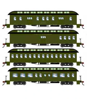 Athearn 84857 HO Scale Overland Passenger Car 4 Pack Great Northern GN 3 Athearn 84857 HO Scale Overland Passenger Car 4 Pack Great Northern GN