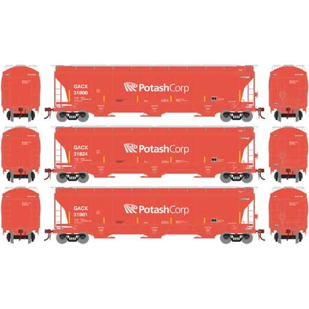 Athearn Genesis G89951 HO Scale Trinity 3 Bay Covered Hopper GACX 3 Pack #2 4 Athearn Genesis G89951 HO Scale Trinity 3 Bay Covered Hopper GACX 3 Pack #2 - Image 2