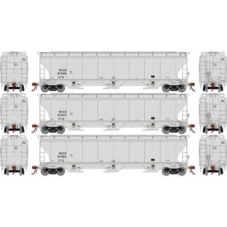 Athearn Genesis G97166 HO Scale Trinity 3 Bay Covered Hopper General American GCCX 3 Pack #2 4 Athearn Genesis G97166 HO Scale Trinity 3 Bay Covered Hopper General American GCCX 3 Pack #2 - Image 2