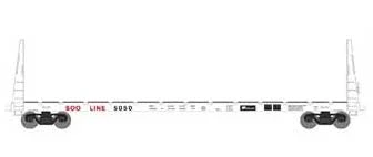 Athearn HO 90549 60' Bulkhead Flatcar SOO Line 5050 3 Athearn HO 90549 60' Bulkhead Flatcar SOO Line 5050