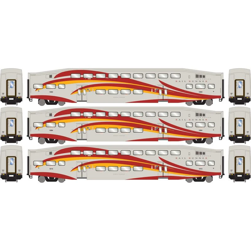 Athearn RTR 28593 N Scale Bombardier Coach Car New Mexico Railrunner NMRX 3 Pack 4 Athearn RTR 28593 N Scale Bombardier Coach Car New Mexico Railrunner NMRX 3 Pack - Image 2