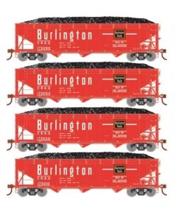 Athearn RTR 33081 HO Scale 40' Offset Coal Hopper W/Load Burlington CB&Q 4-Pack #1
