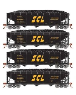 Athearn RTR 33090 HO Scale 40' Offset Coal Hopper W/Load Seaboard Coast Line SCL 4-Pack #1