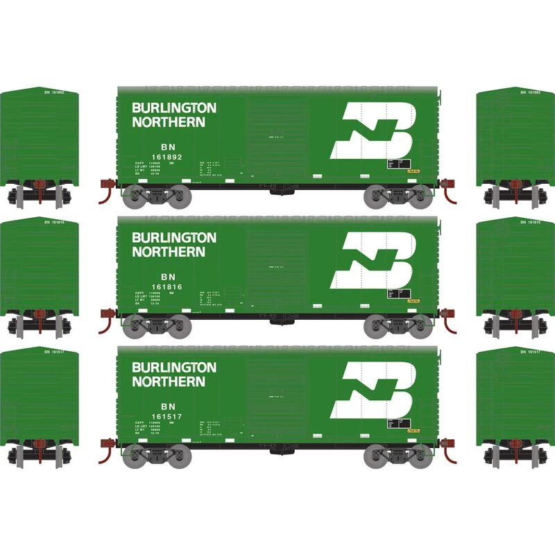 Athearn RTR 67965 HO Scale 40' Modernized Boxcar Burlington Northern BN 3 Pack 4 Athearn RTR 67965 HO Scale 40' Modernized Boxcar Burlington Northern BN 3 Pack - Image 2